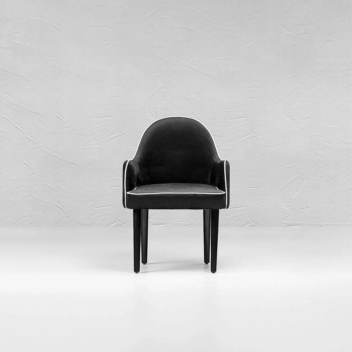 Lea Wooden Accent Chair (Velvet, Black)