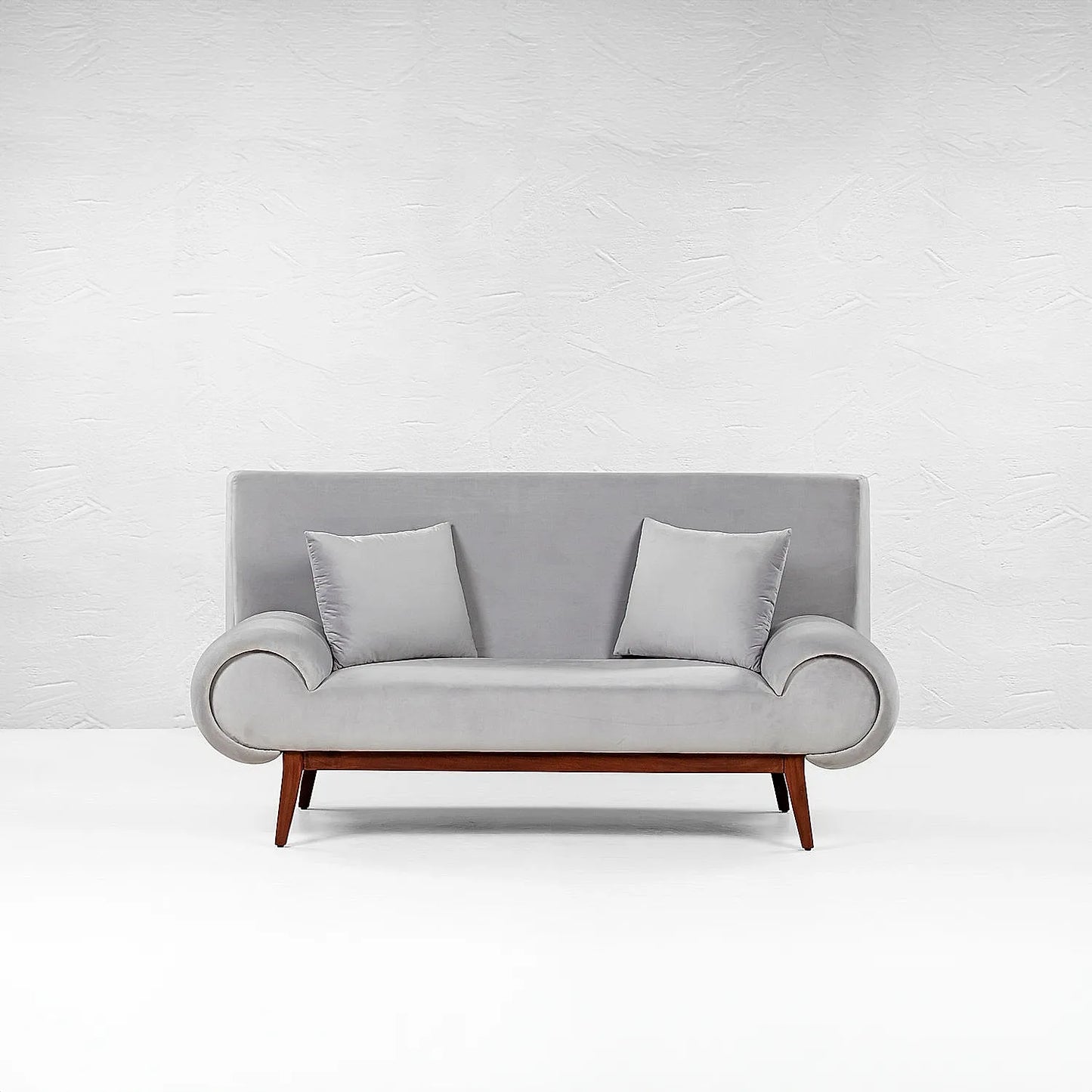 Kow Tow 2 Seater Wooden Sofa (Velvet, Grey)