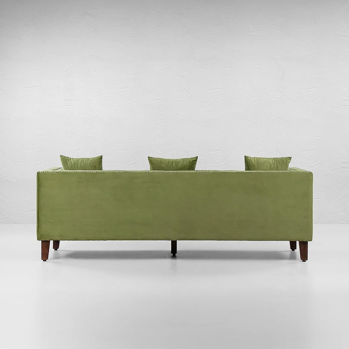 Manchester 3 Seater Wooden Sofa (Velvet, Green)