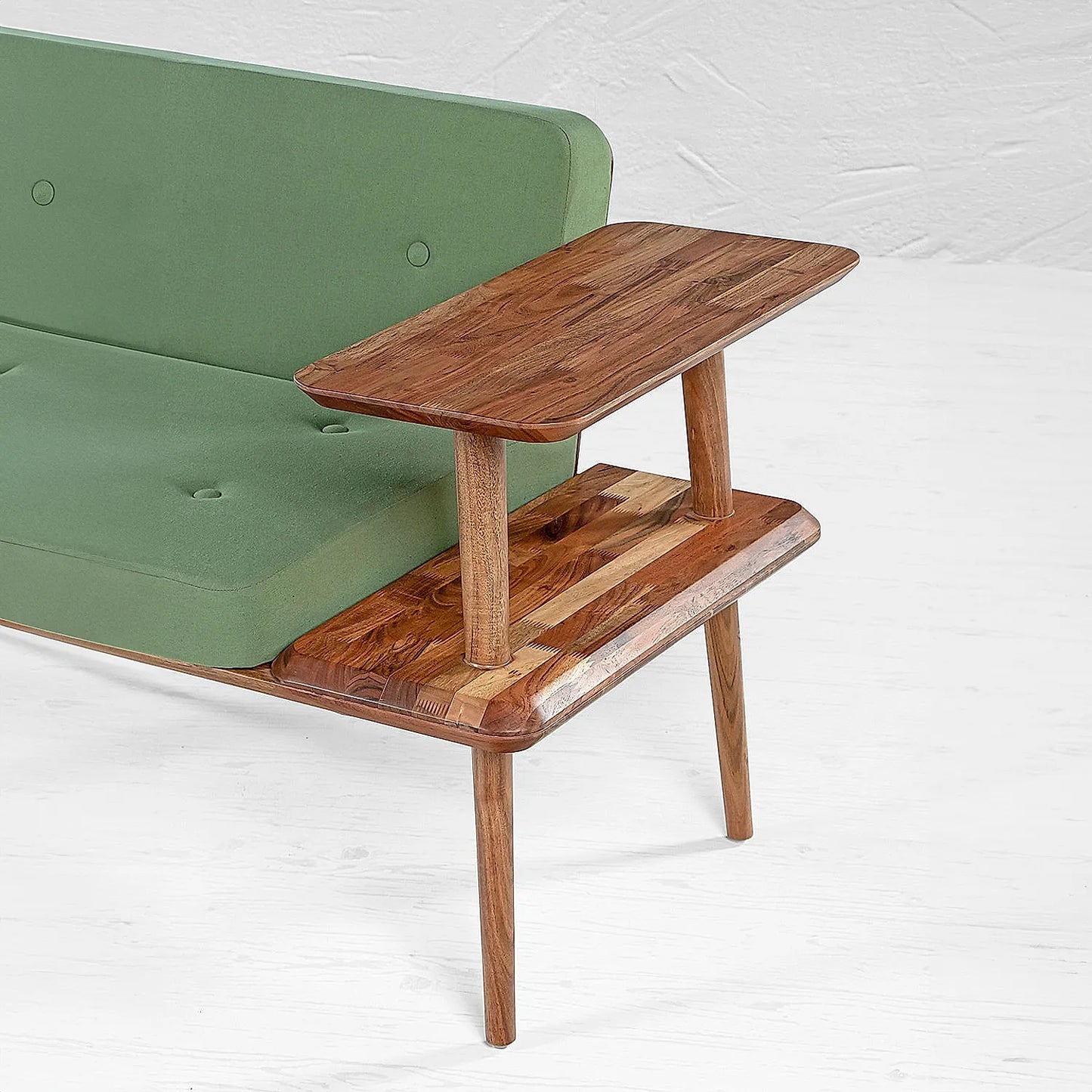 Domino Wooden Accent Chair (Linen, Green)