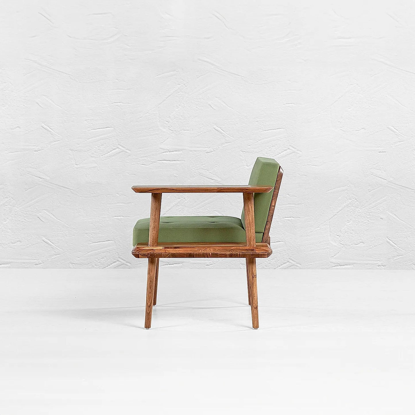Domino Wooden Accent Chair (Linen, Green)