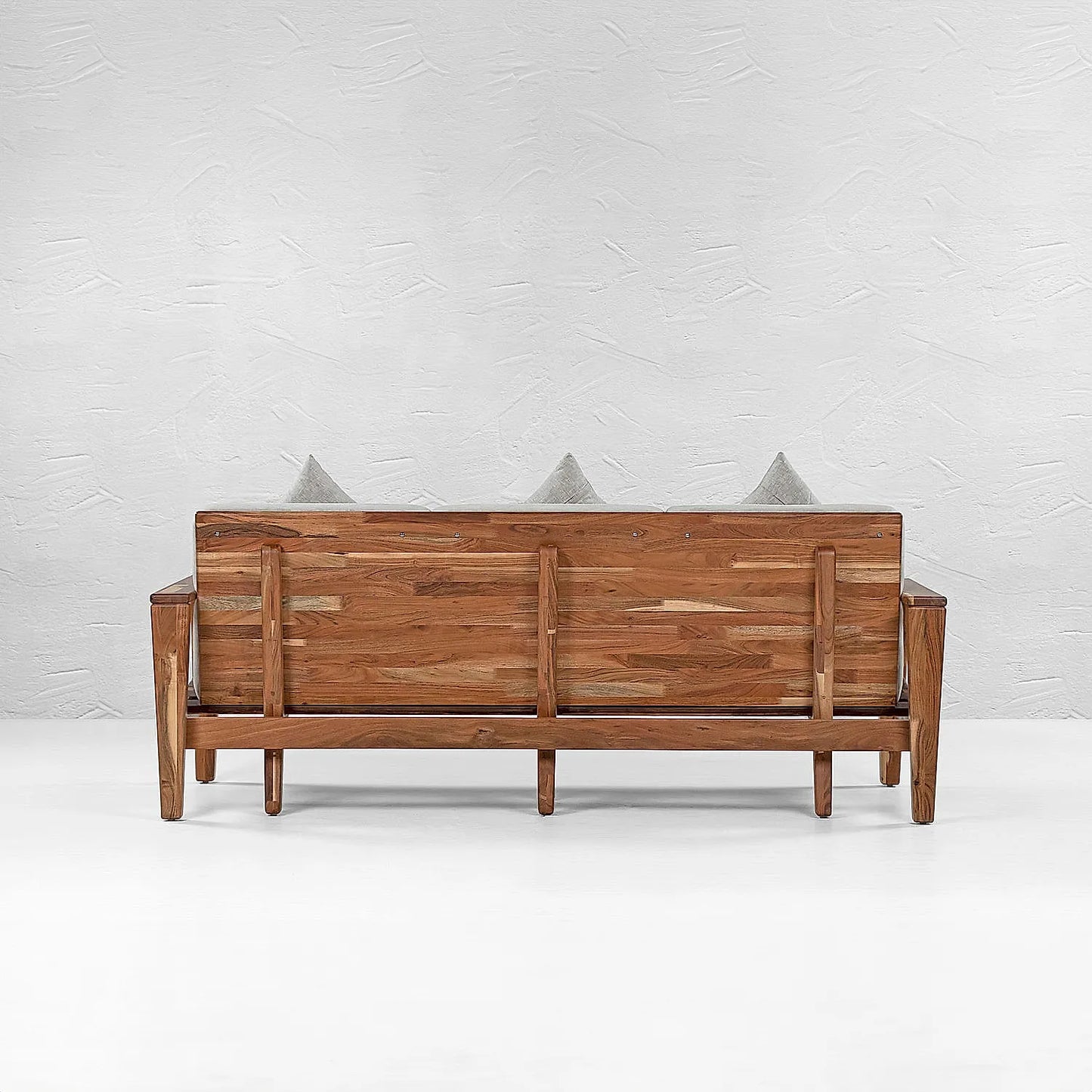 Adelia 3 Seater Wooden Sofa (Linen, Grey)