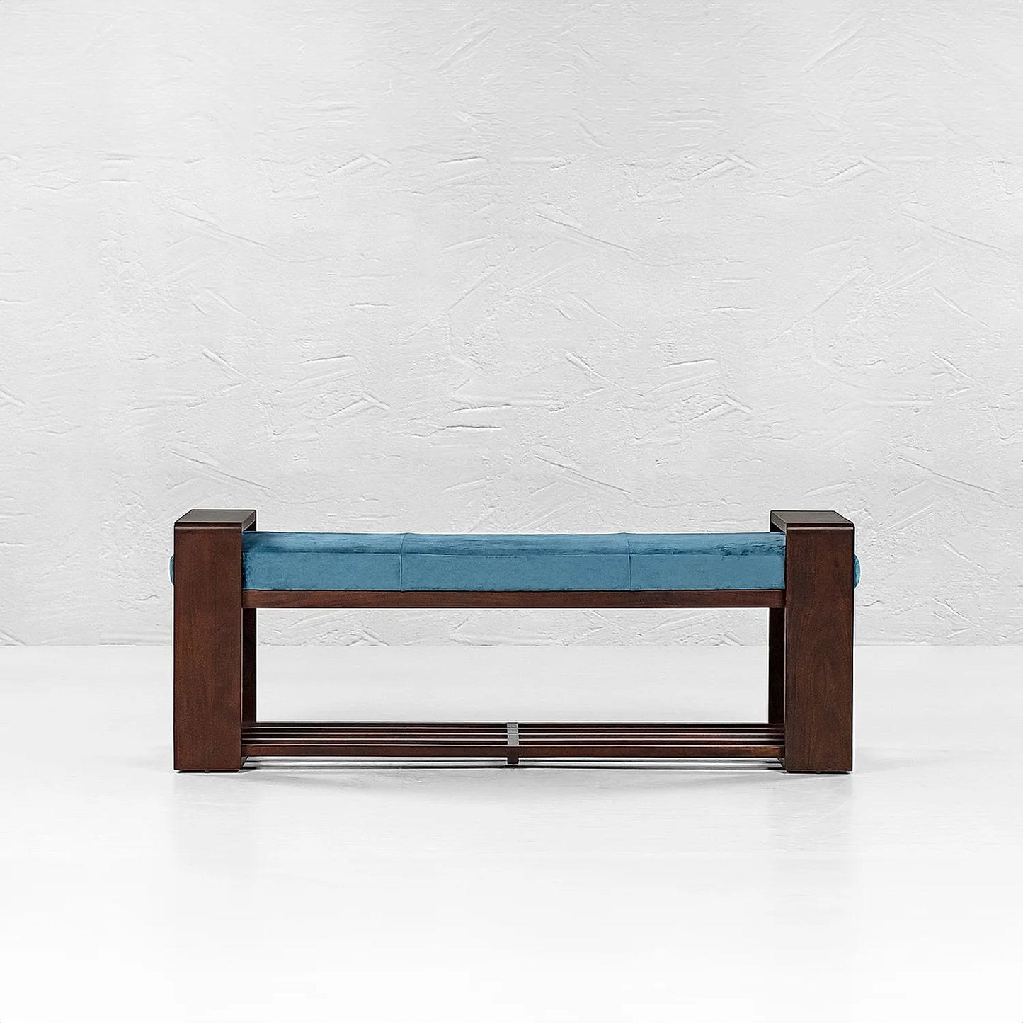 Collab Wooden Bench (Velvet, Blue)