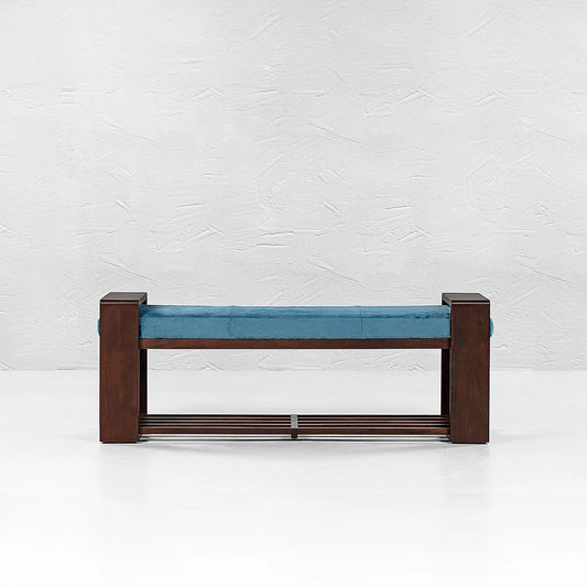 Collab Wooden Bench (Velvet, Blue)