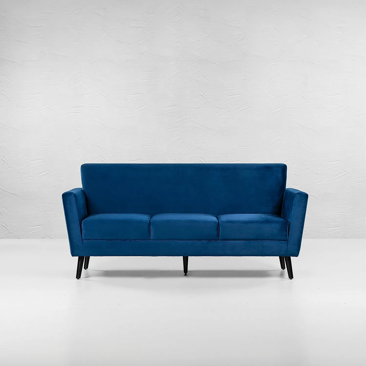 Cairo Wooden 3 Seater Sofa (Velvet, Blue)