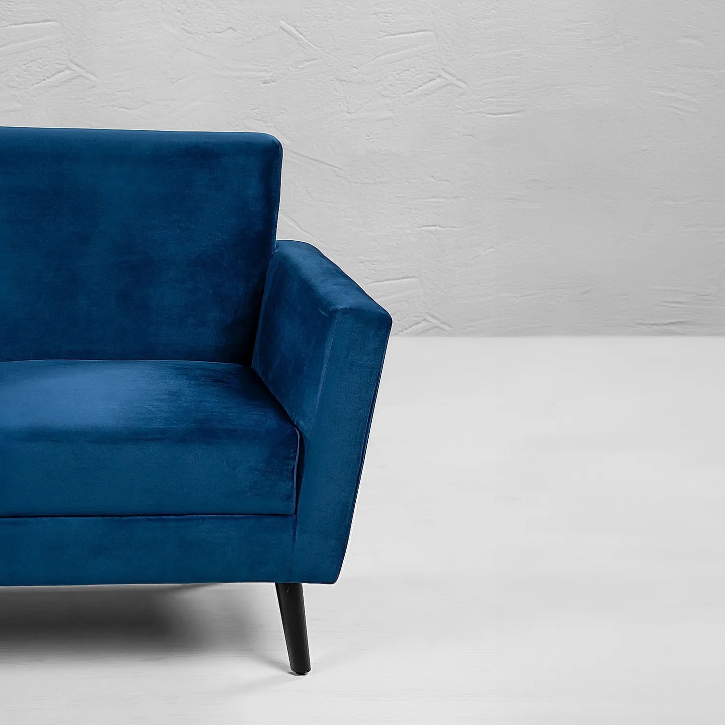 Cairo Wooden 3 Seater Sofa (Velvet, Blue)