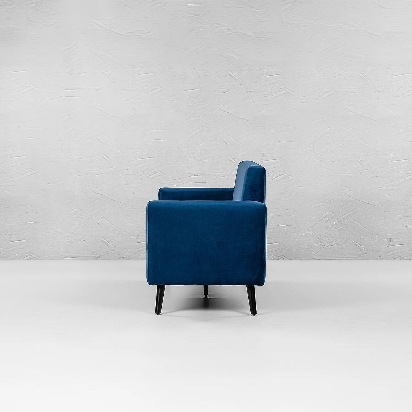 Cairo Wooden 3 Seater Sofa (Velvet, Blue)