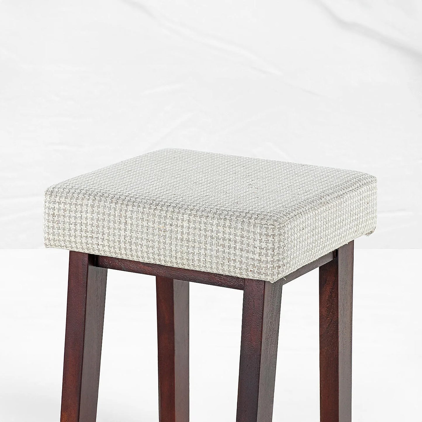 Prado Wooden Stool (Cotton Blend, Grey)