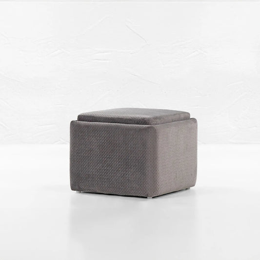Cube Ottoman with storage (Velvet, Grey)