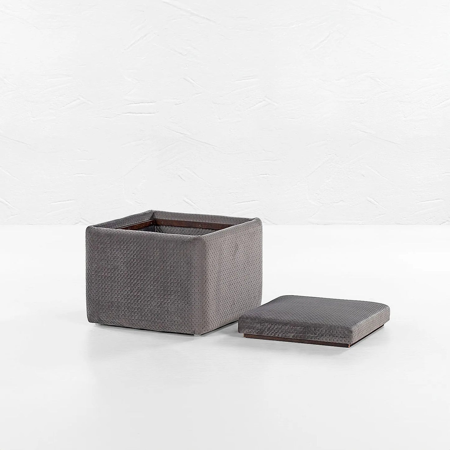 Cube Ottoman with storage (Velvet, Grey)