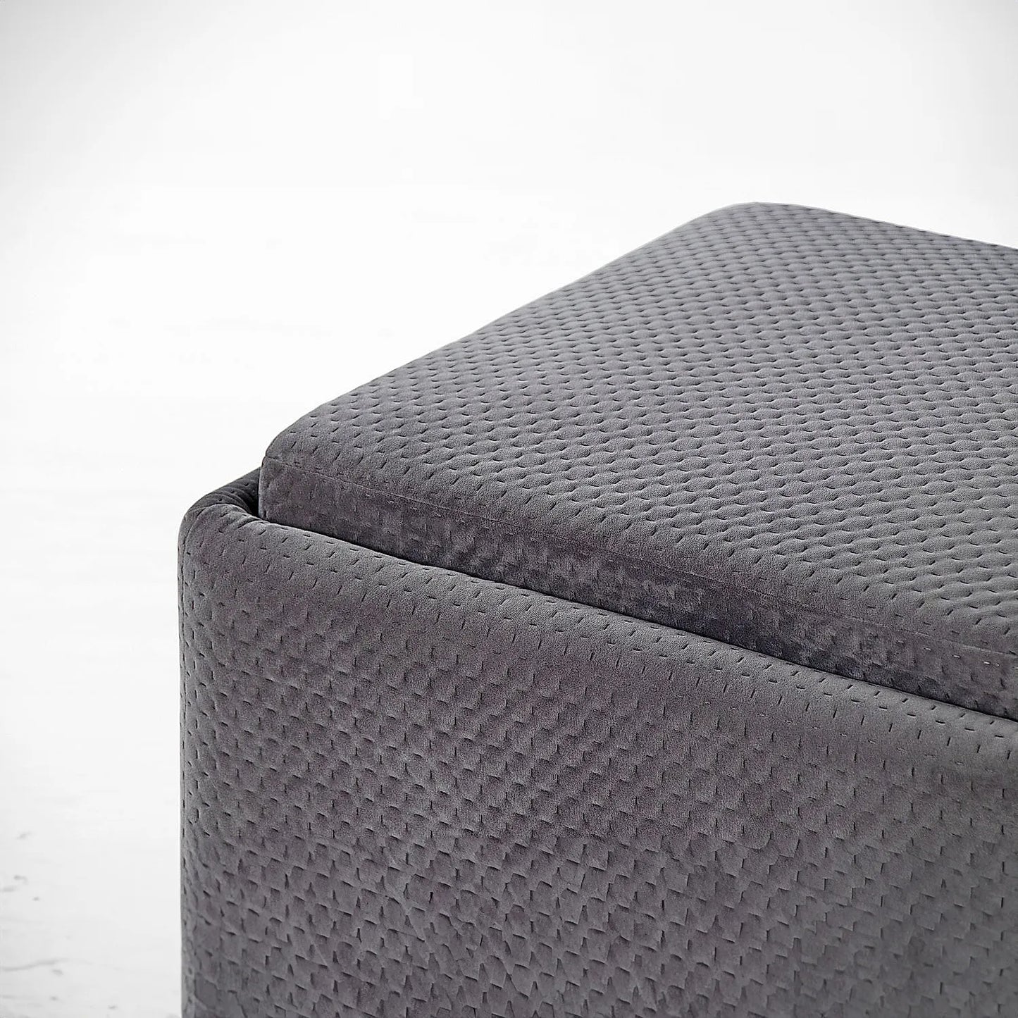 Cube Ottoman with storage (Velvet, Grey)