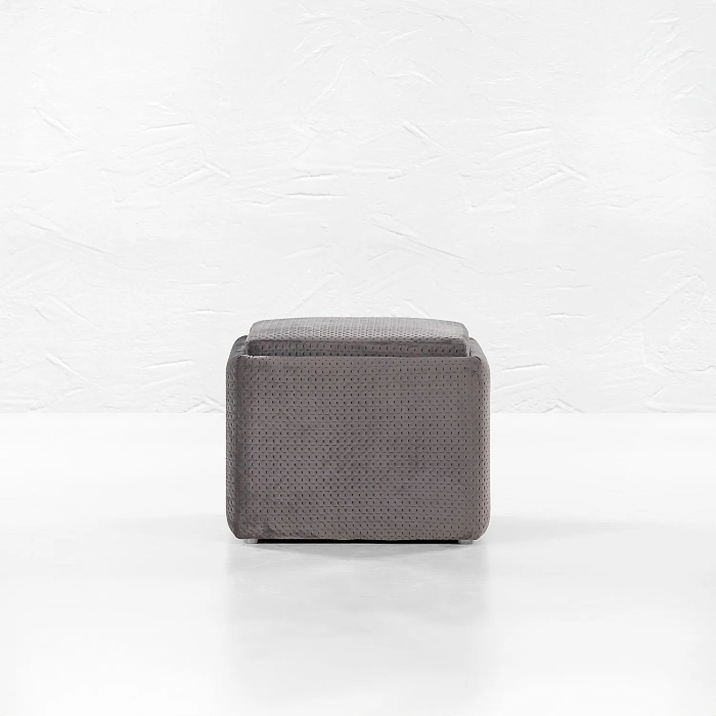 Cube Ottoman with storage (Velvet, Grey)