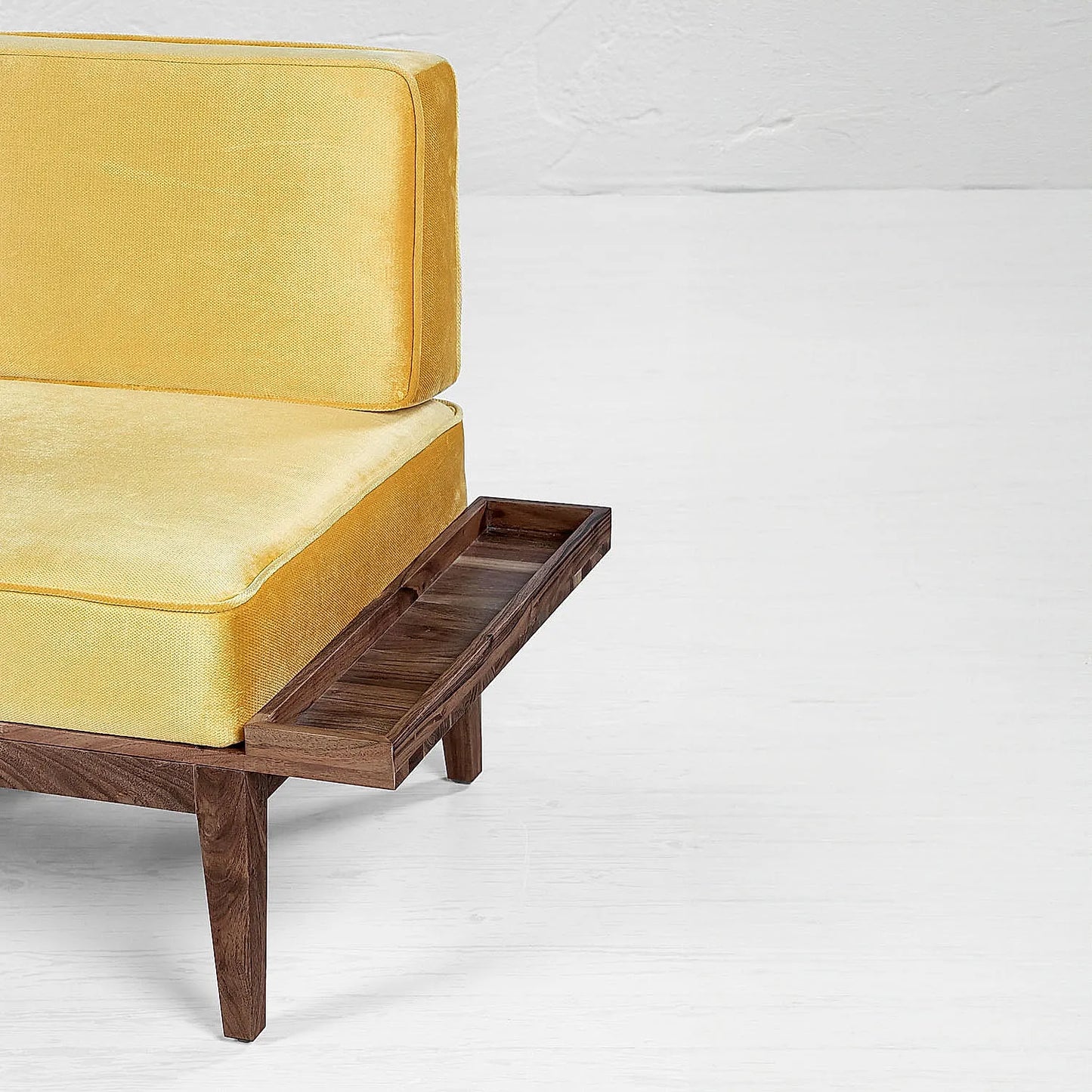 Minika 2 Seater Wooden Sofa (Velvet, Yellow)