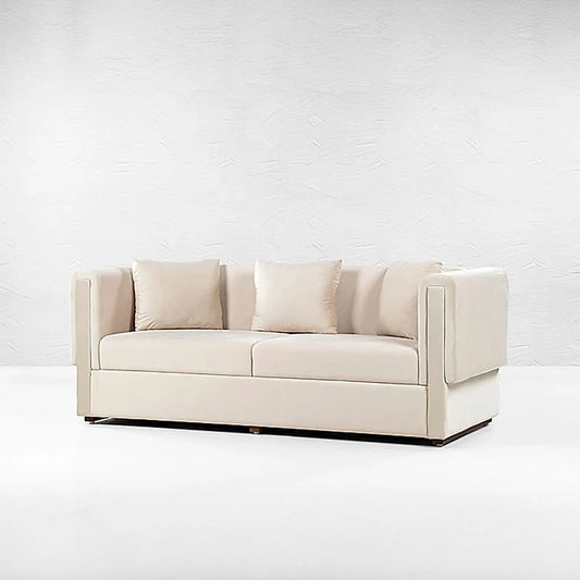 California 3 Seater Fabric Sofa (Velvet, Beige)