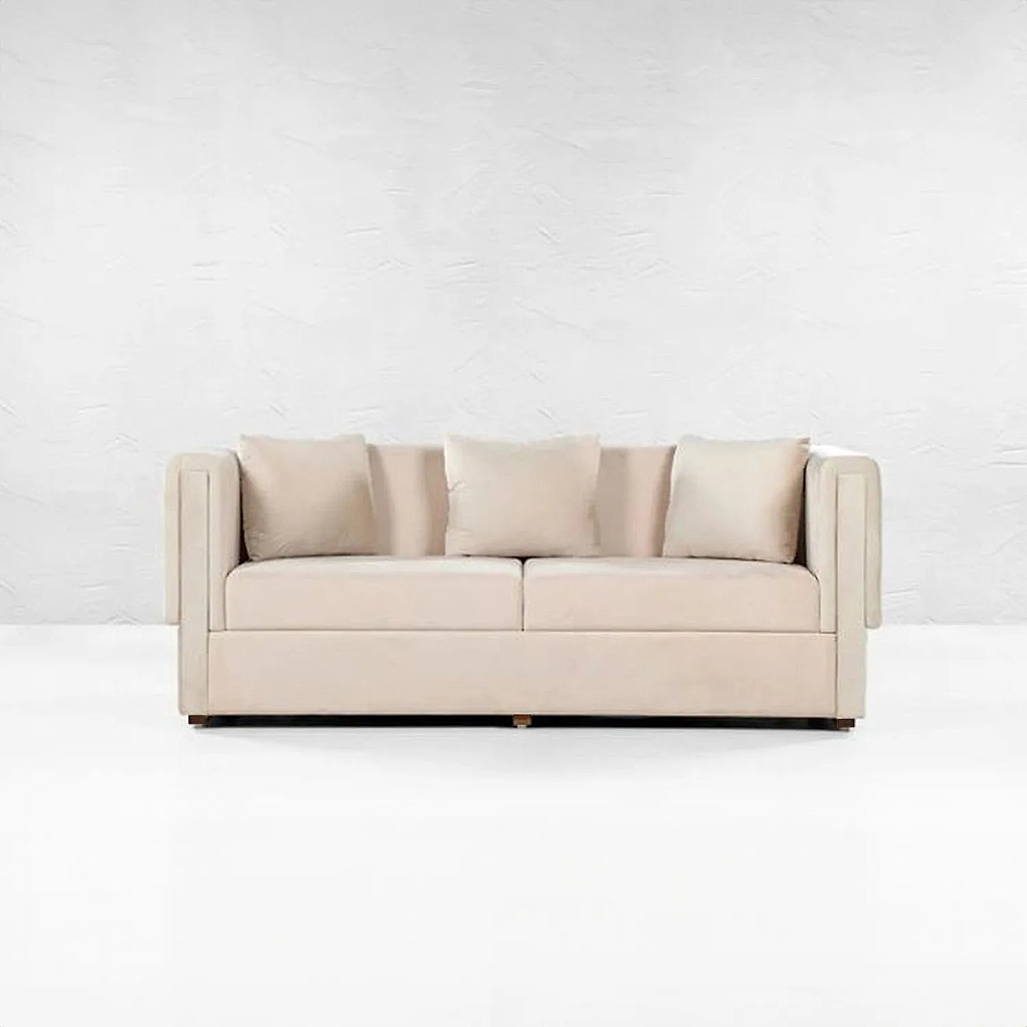 California 3 Seater Fabric Sofa (Velvet, Beige)