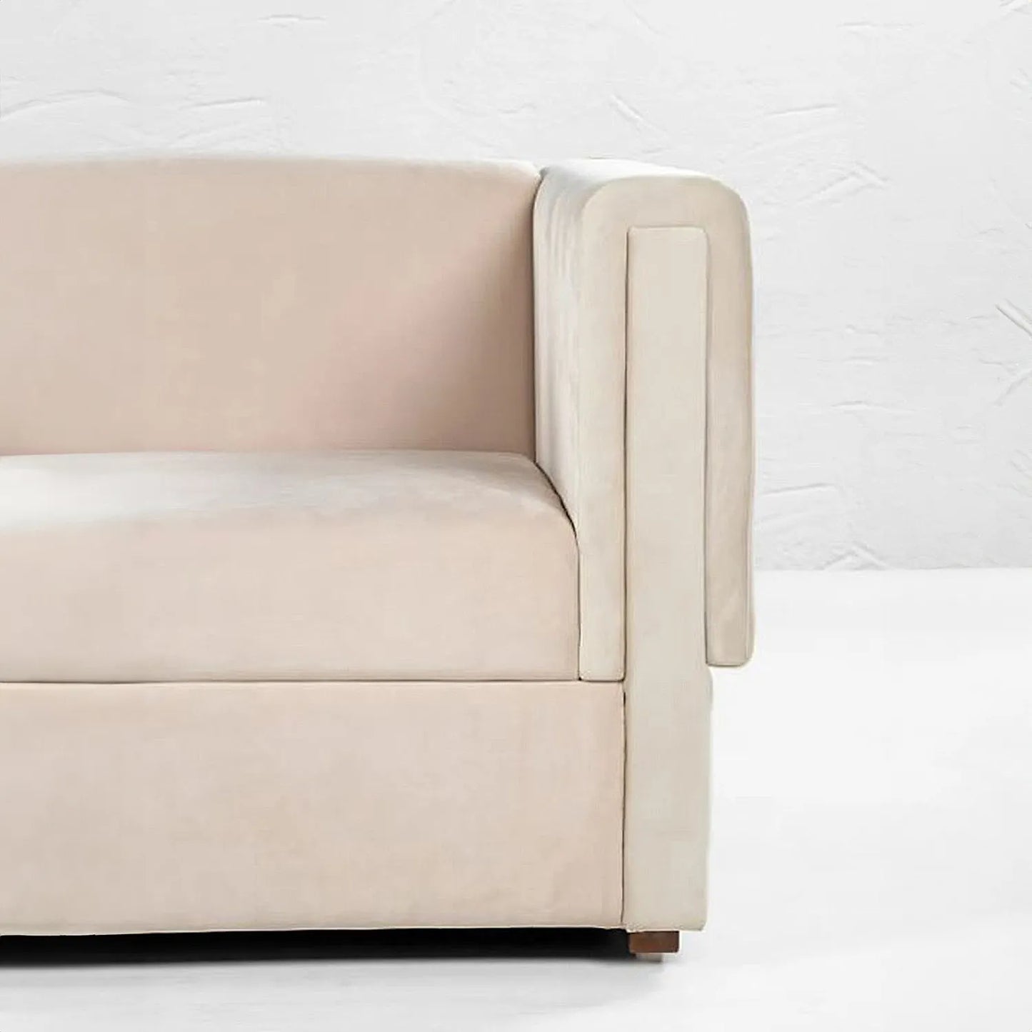 California 3 Seater Fabric Sofa (Velvet, Beige)