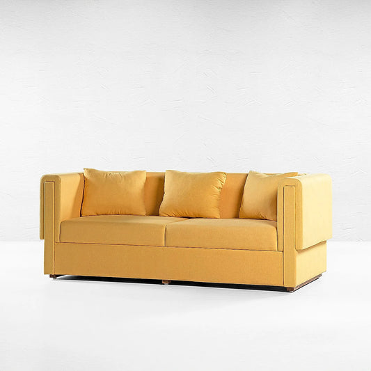 California 3 Seater Fabric Sofa (Linen, Yellow)
