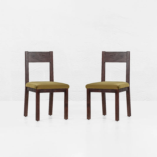 Orion Wooden Dining Chair - Set of 2 - (Velvet, Green) - Dark Walnut Finish