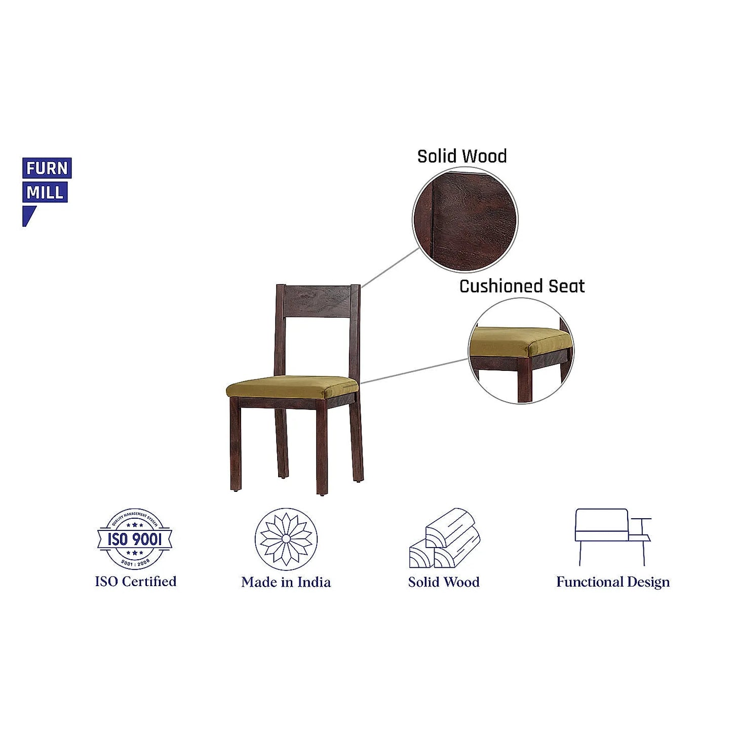Orion Wooden Dining Chair - Set of 2 - (Velvet, Green) - Dark Walnut Finish