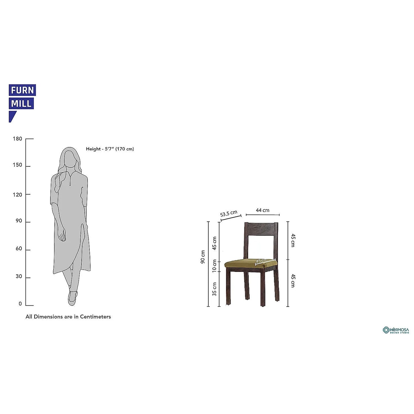 Orion Wooden Dining Chair - Set of 2 - (Velvet, Green) - Dark Walnut Finish