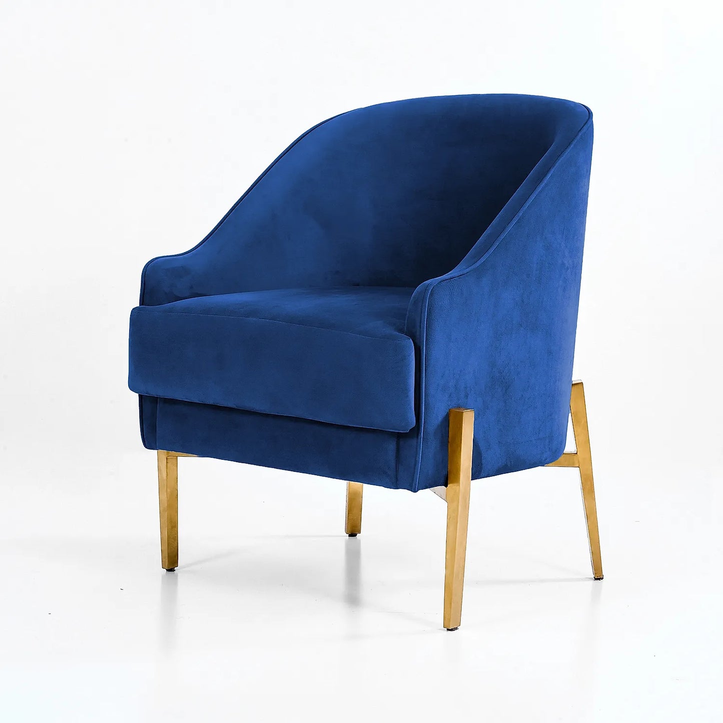 Avaitor Accent Chair with Metals legs (Velvet, Blue)
