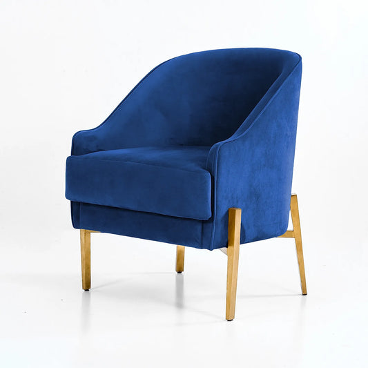 Aviator Accent Chair with Metals legs (Velvet, Blue)