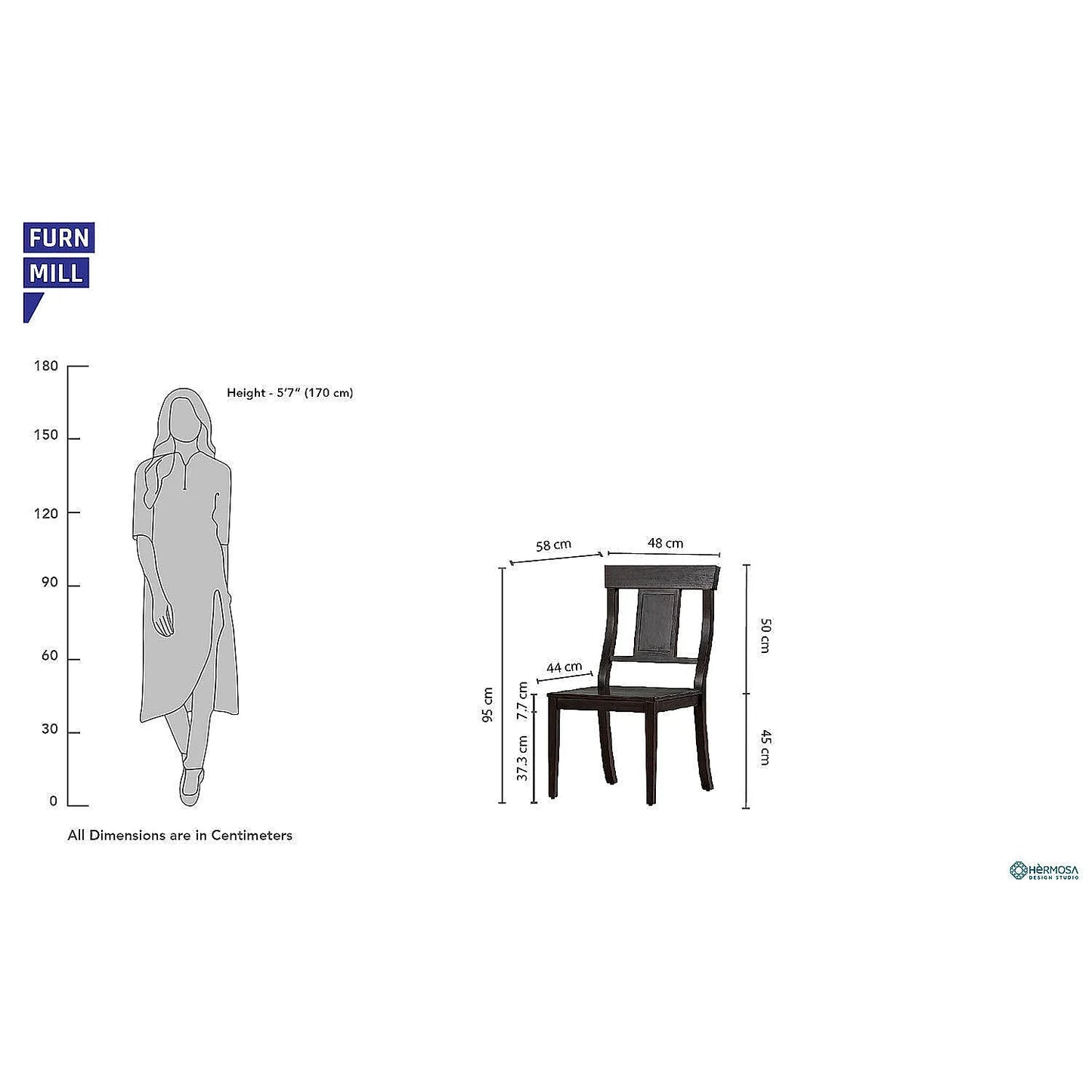 Bidford Wooden Dining Chair - Set of 2 - Ebony Finish