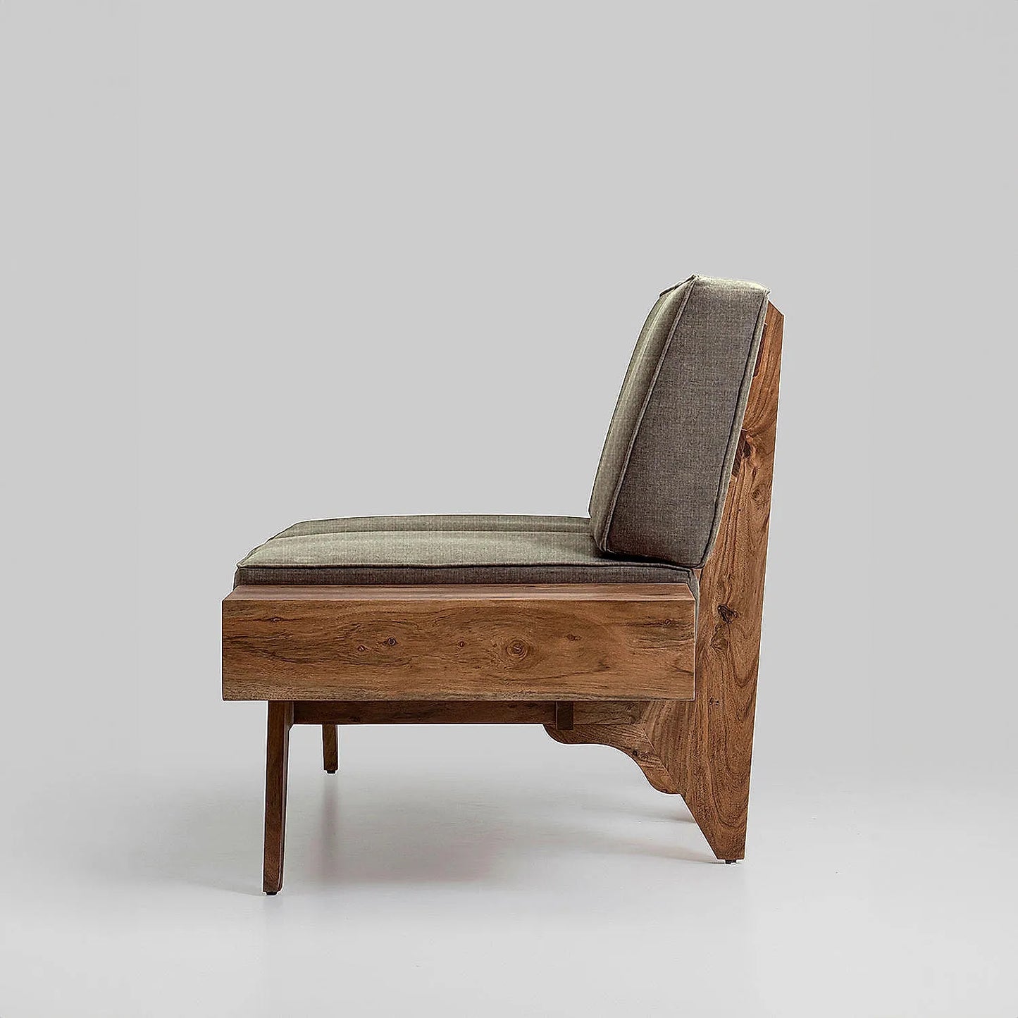 Berlin 2 Seater Wooden Sofa (Linen, Brown)