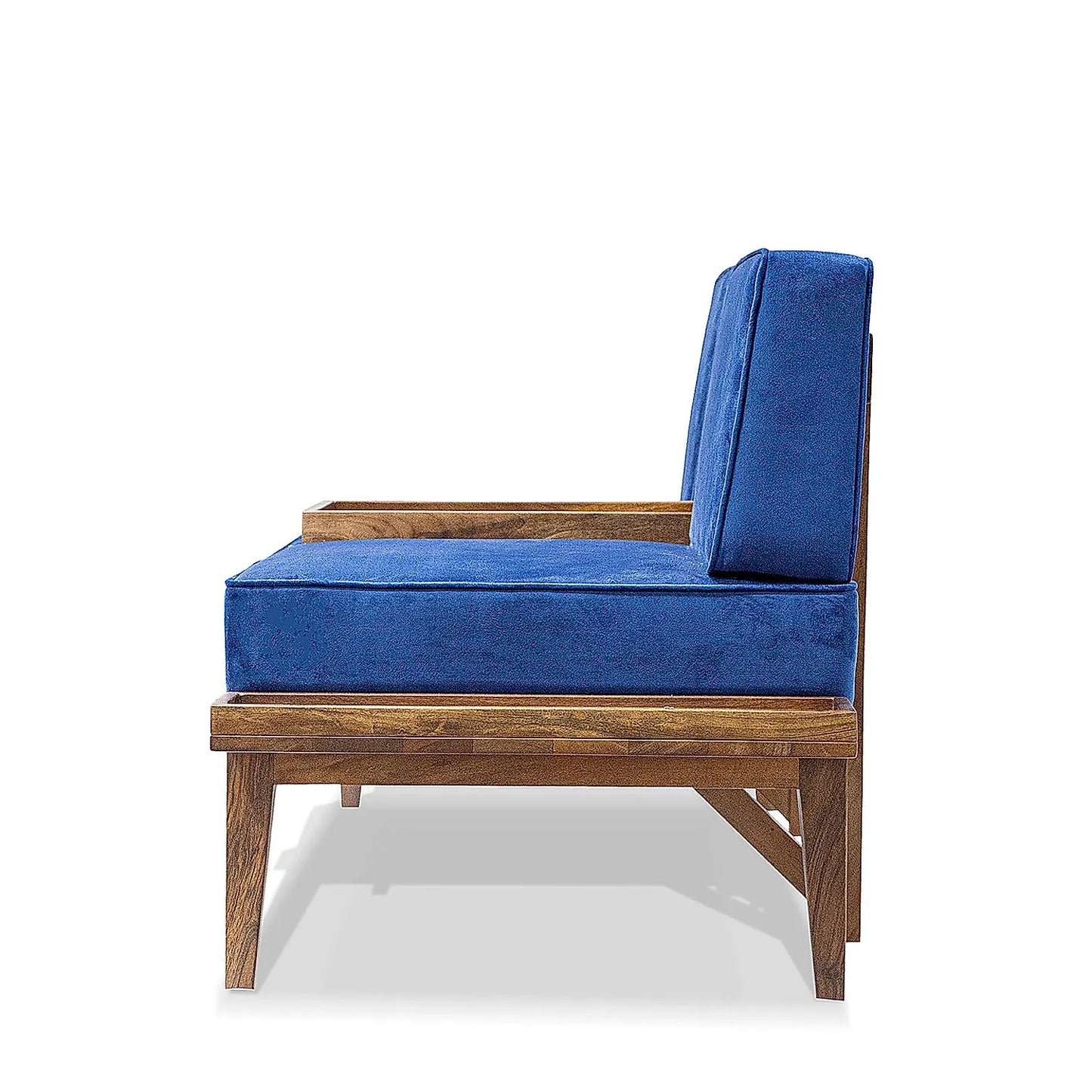 Minika 2 Seater Wooden Sofa (Velvet, Blue)
