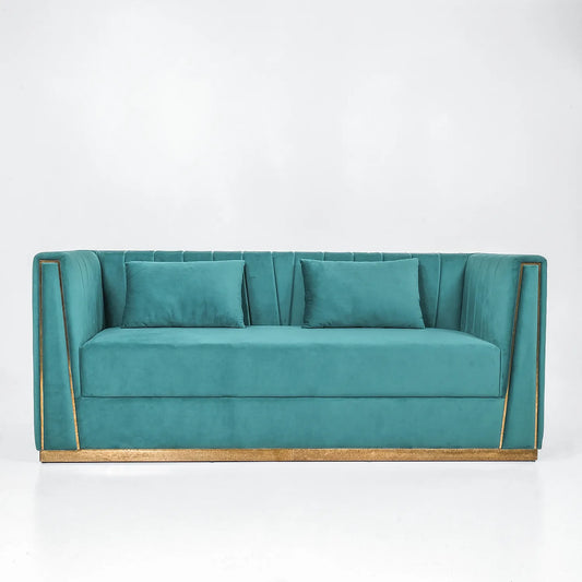 Oslo 3 Seater Fabric Sofa (Velvet, Sea Green Color)