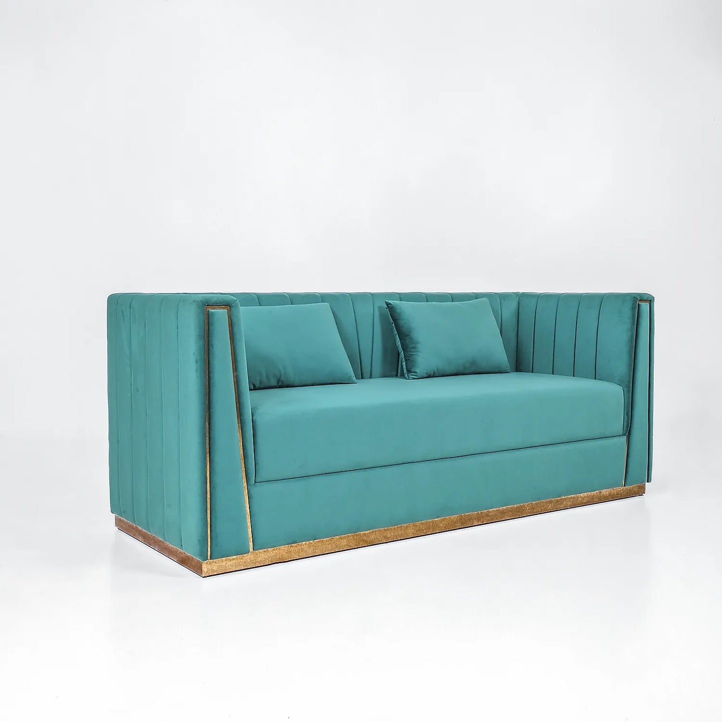 Oslo 3 Seater Fabric Sofa (Velvet, Sea Green Color)