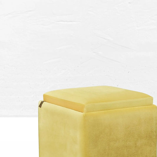 Cube Ottoman with storage (Velvet, Yellow)