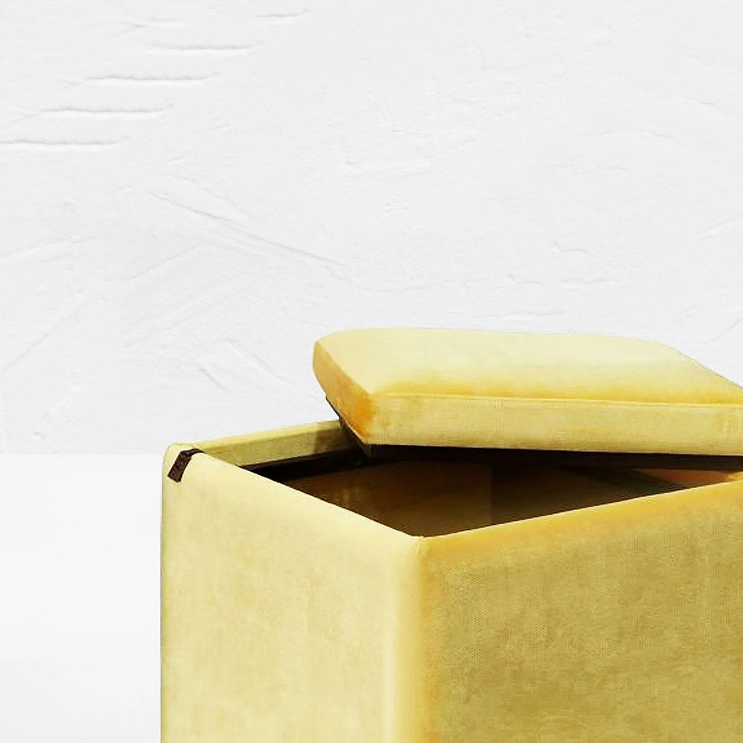 Cube Ottoman with storage (Velvet, Yellow)