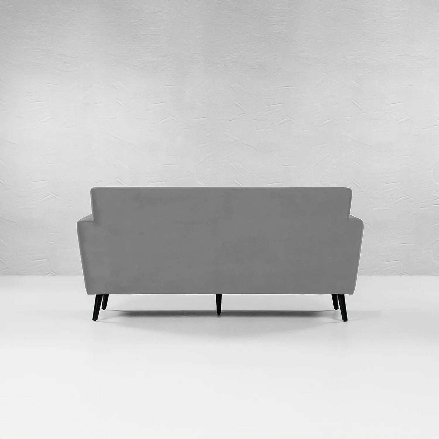 Cairo Wooden 3 Seater Sofa (Velvet, Grey)