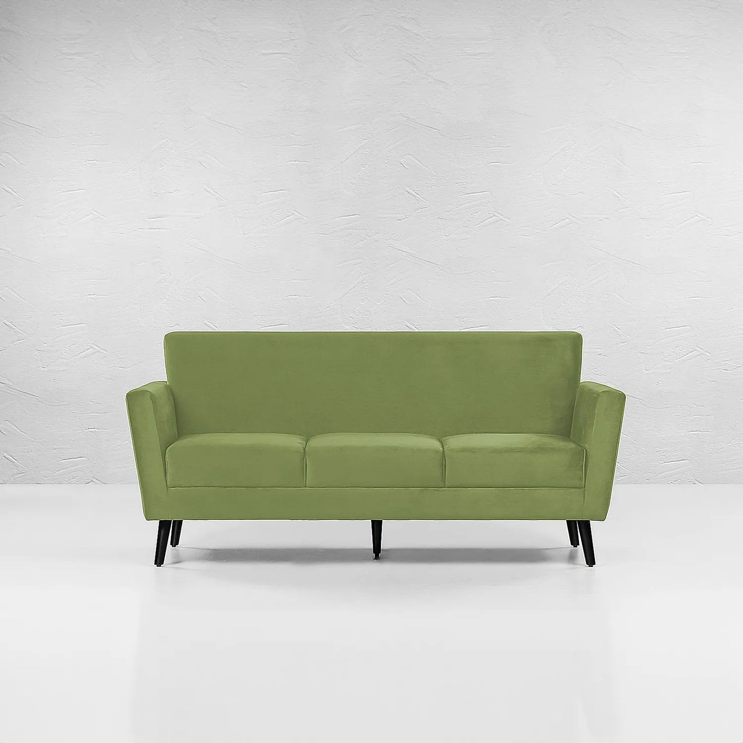 Cairo Wooden 3 Seater Sofa (Velvet, Green)