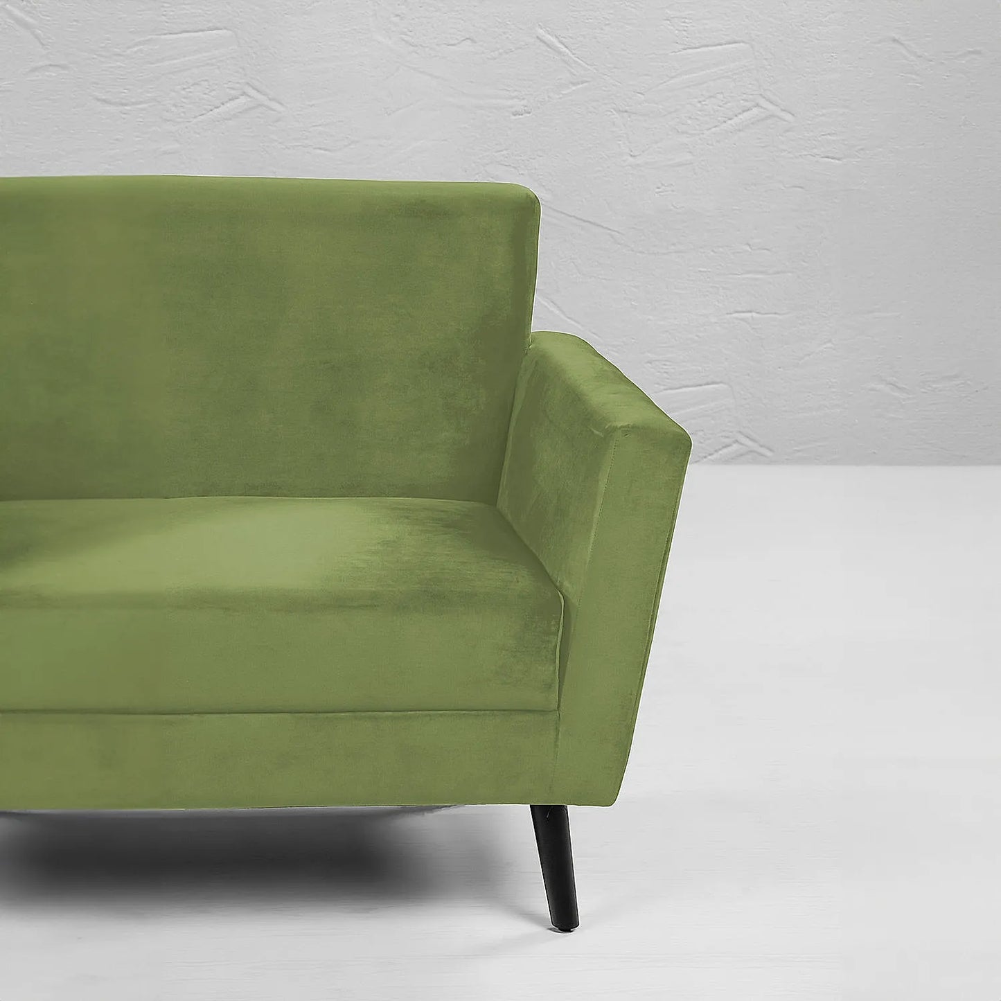 Cairo Wooden 3 Seater Sofa (Velvet, Green)