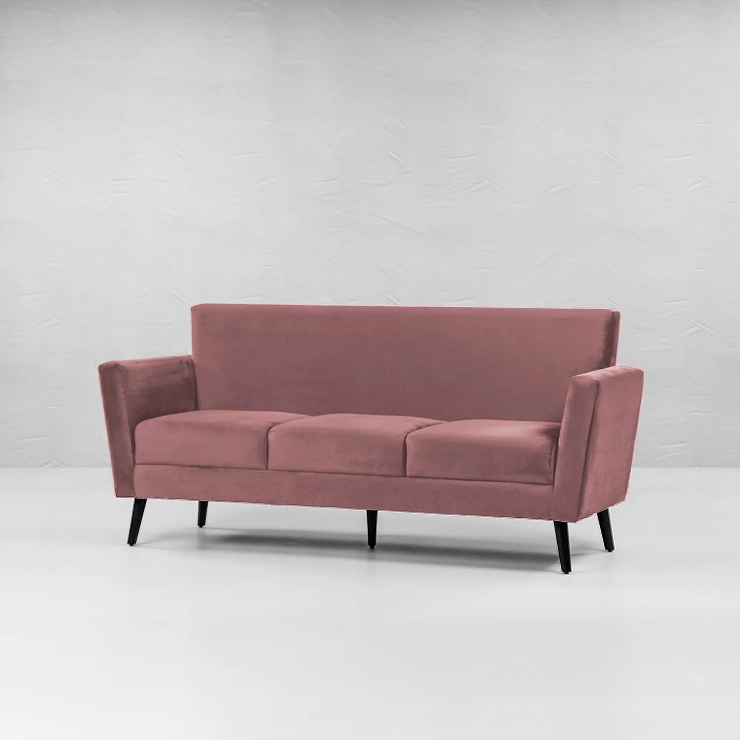 Cairo Wooden 3 Seater Sofa (Velvet, Mauve)