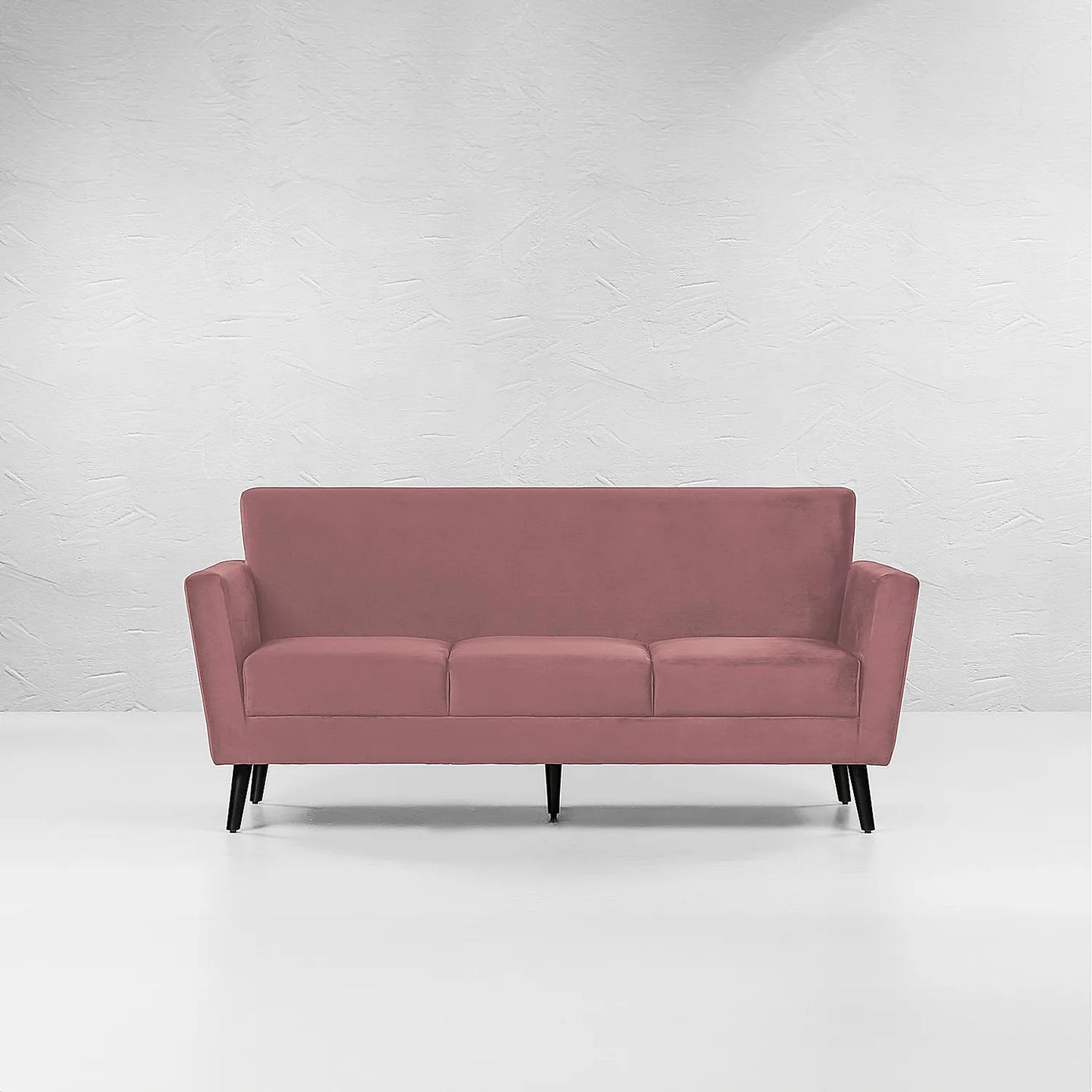 Cairo Wooden 3 Seater Sofa (Velvet, Mauve)