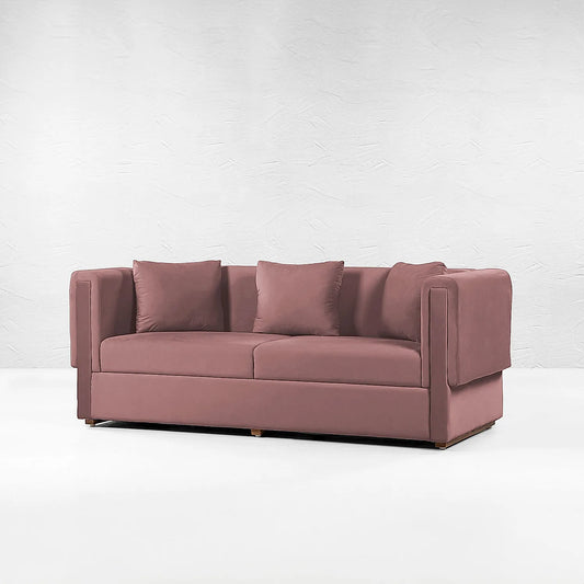 California 3 Seater Fabric Sofa (Velvet, Mauve)
