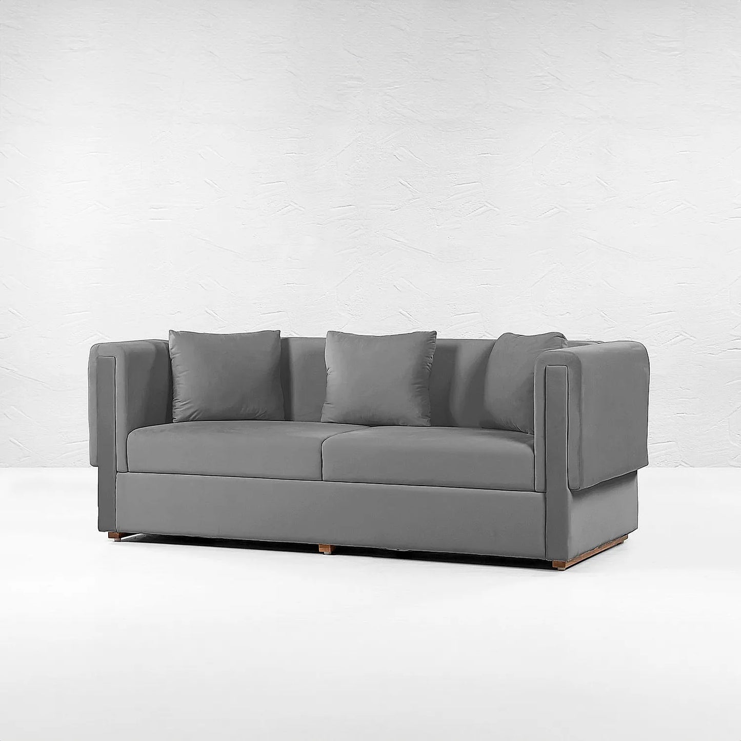 California 3 Seater Fabric Sofa (Velvet, Grey)