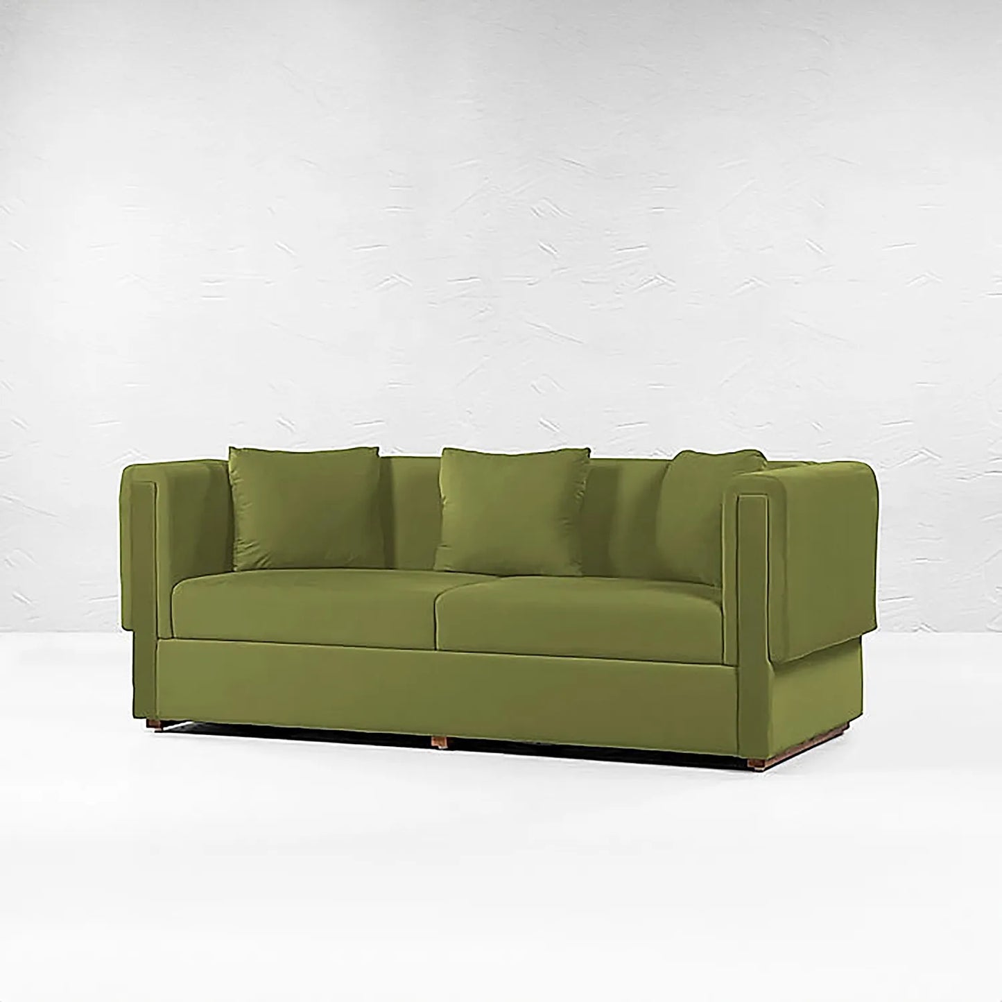 California 3 Seater Fabric Sofa (Velvet, Green)