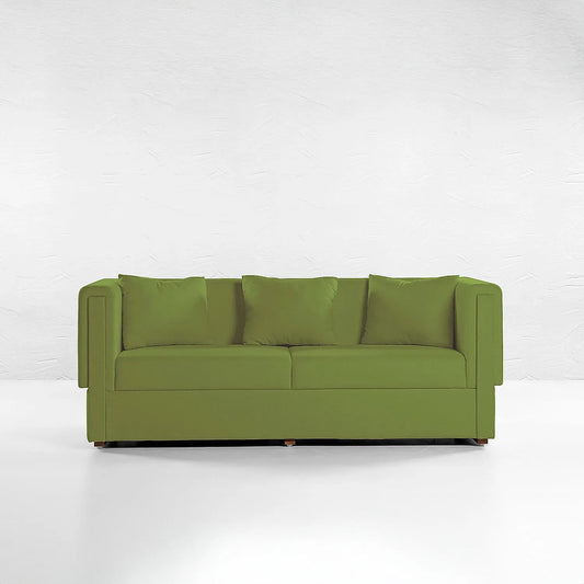 California 3 Seater Fabric Sofa (Velvet, Green)
