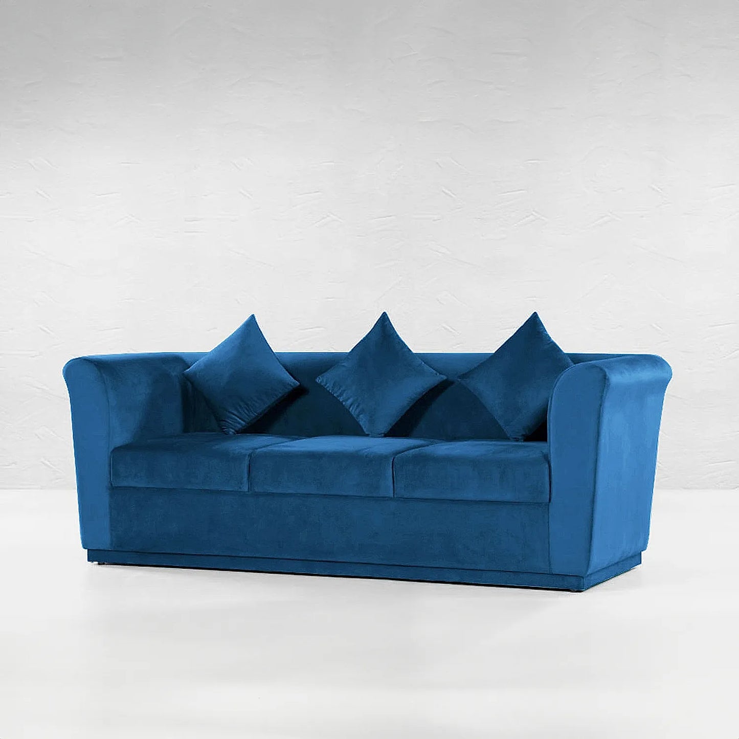 Hudson 3 Seater Fabric Sofa (Velvet, Blue)