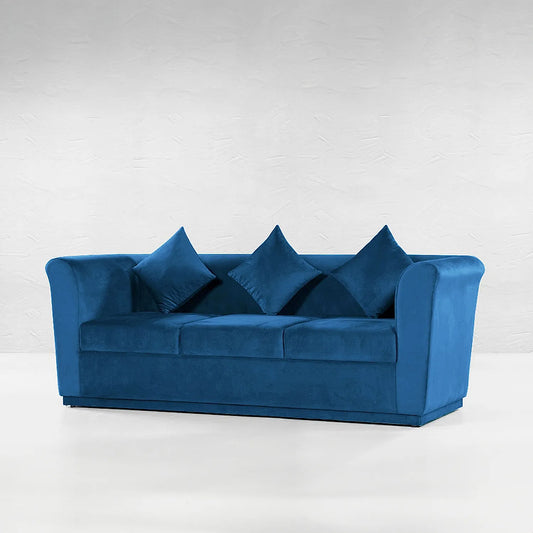 Hudson 3 Seater Fabric Sofa (Velvet, Blue)