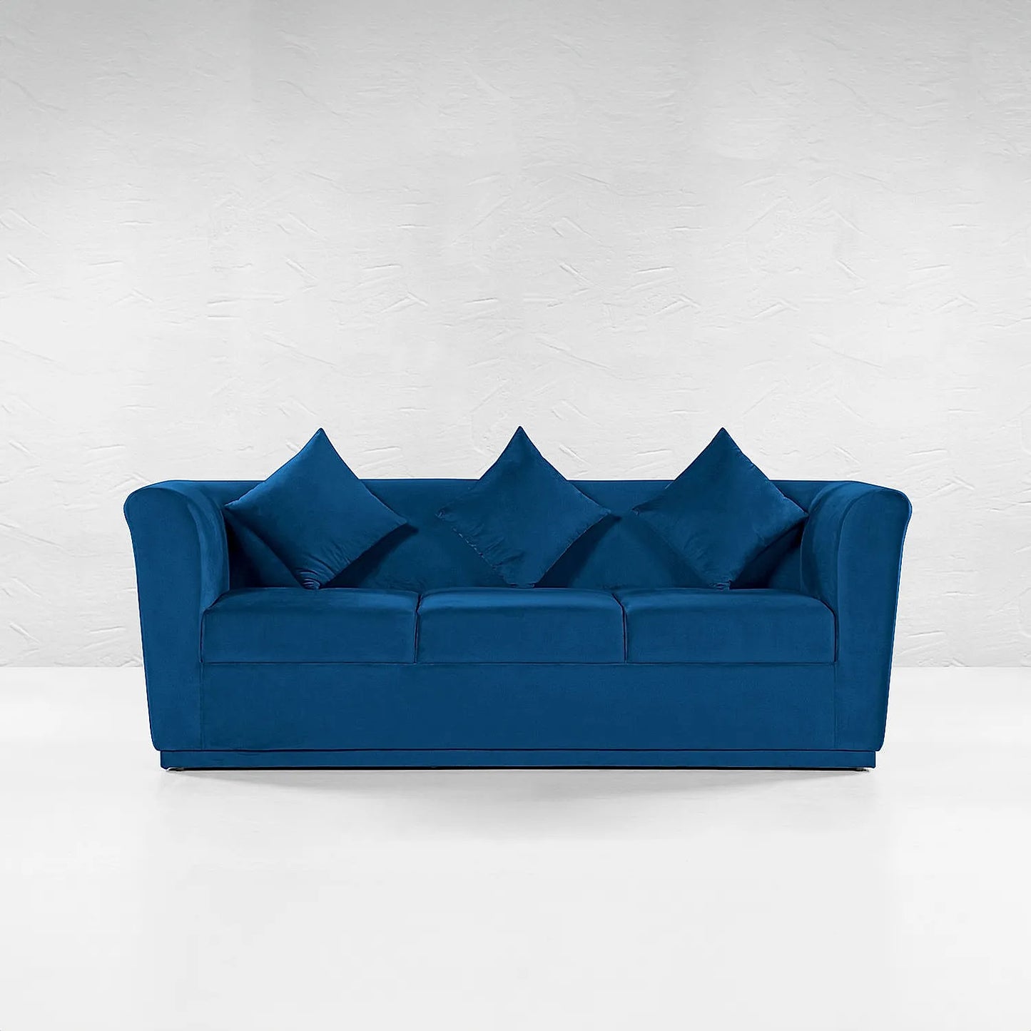 Hudson 3 Seater Fabric Sofa (Velvet, Blue)