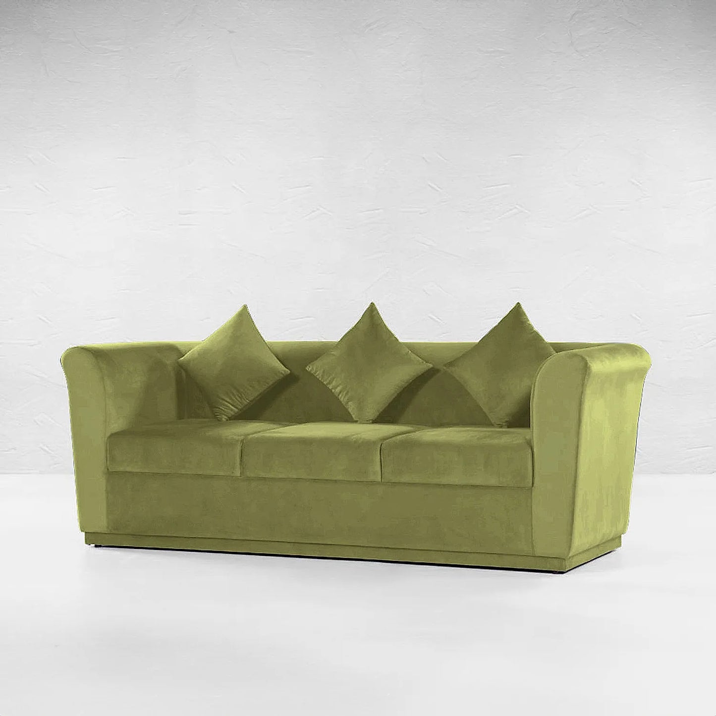 Hudson 3 Seater Fabric Sofa (Velvet, Green)