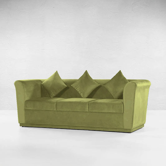 Hudson 3 Seater Fabric Sofa (Velvet, Green)