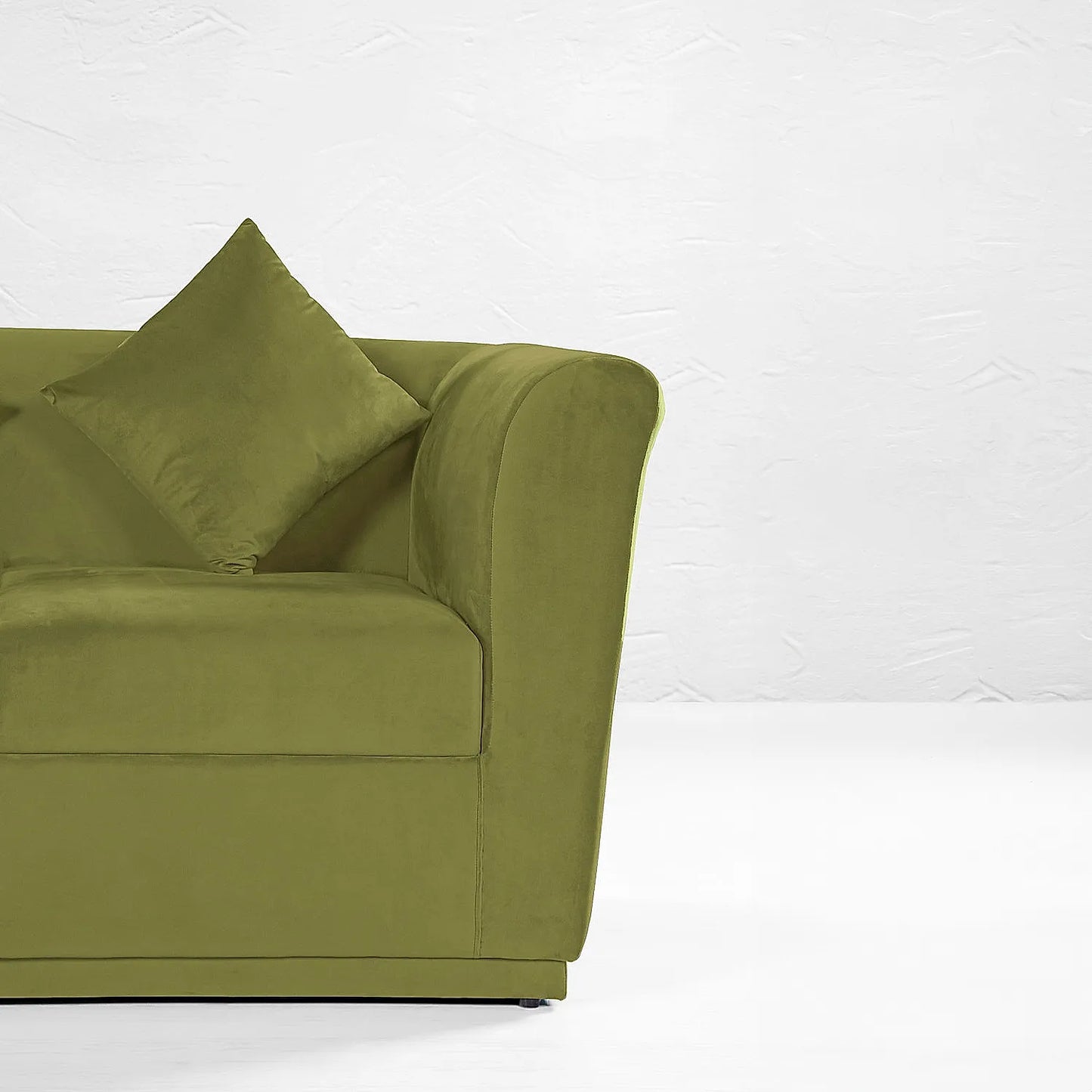 Hudson 3 Seater Fabric Sofa (Velvet, Green)