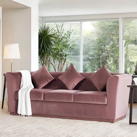 Hudson 3 Seater Fabric Sofa (Velvet, Mauve)