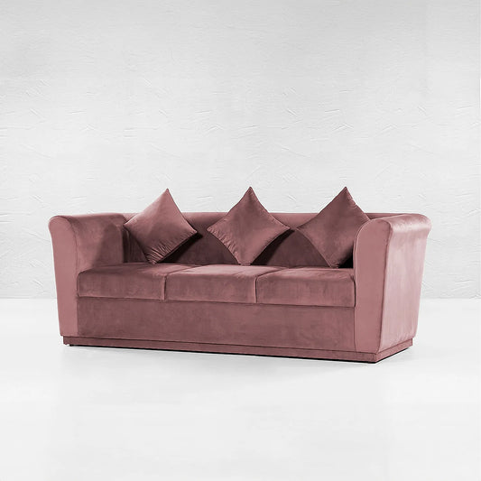 Hudson 3 Seater Fabric Sofa (Velvet, Mauve)
